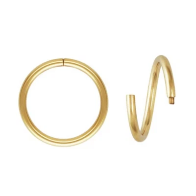 Brinco de argola redonda folheado a ouro 14K 10mm 12mm 15mm fios de orelha circular - Imagem 1 de 2
