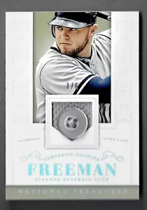 FREDDIE FREEMAN 2014 National Treasures GAME USED BUTTON No. 1/6 BRAVES SSP MINT - Picture 1 of 2