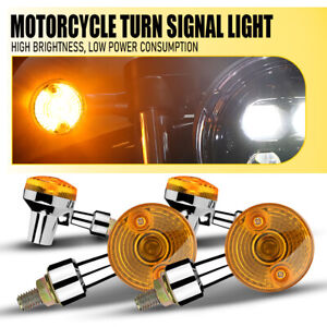 4X LED Motorcycle Turn Signals Indicator Amber Black Light Universal Mini Lamp D