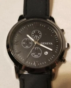 Geneva Men's Black Watch NEW - Picture 1 of 4