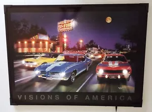 Wall Art LED lampeggiante totem diner Detroit nostalgico 32"L x 24"H (video) - Foto 1 di 3