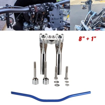 8" Pullback Handlebar Risers w/1" MX Handlebar For Harley Dyna Softail Sportster - Image 1 of 4