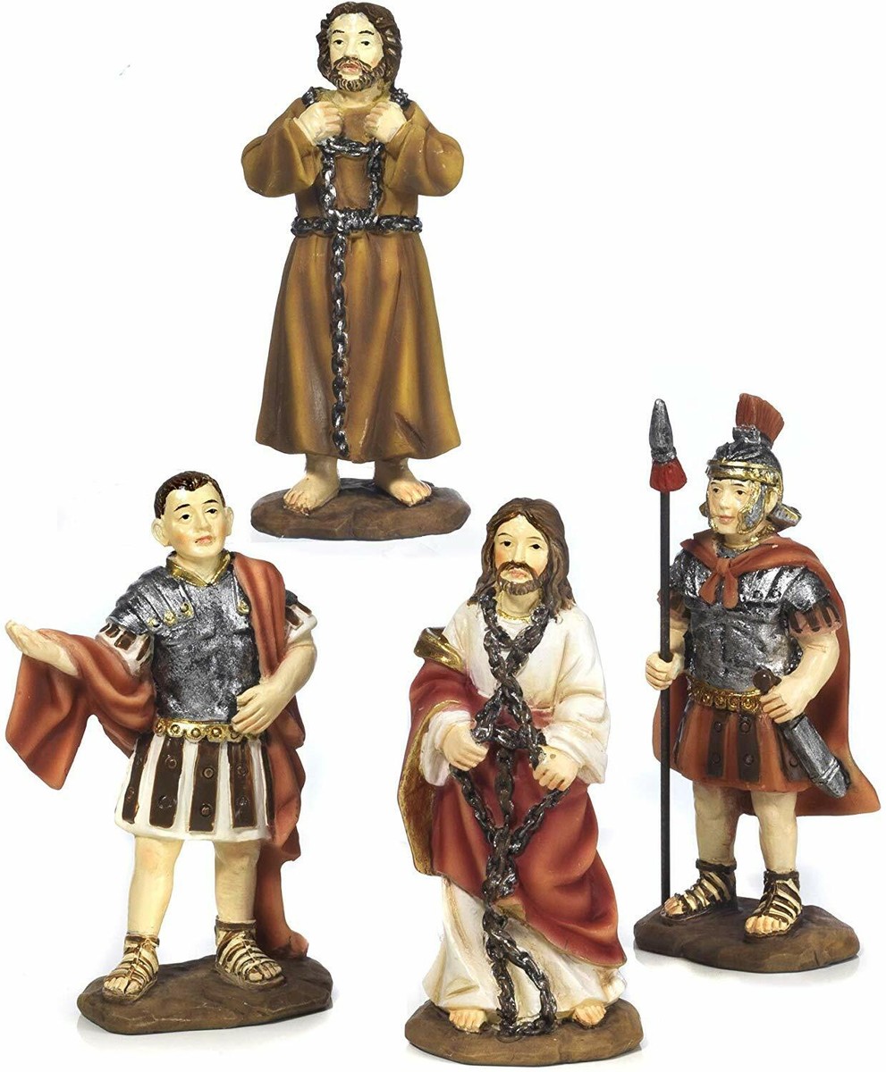 Statuina Ges&ugrave; Legato Alla Colonna 19,5 Cm In Resina - Presepe Pasquale By Paben