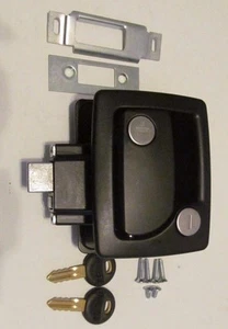 TriMark 060-0251 BLACK RV Trailer Entry Door Latch Deadbolt Handle Lock Keys Kit - Picture 1 of 5