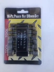 NEW 14PC Power Nut Driver Set BLACK CASE Dual Metric & Standard  - Picture 1 of 2