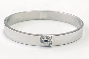 QVC Steel by Design Stainless Steel Crystal Initial 'q' Bangle Bracelet 6-3/4" - Picture 1 of 4