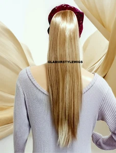 22" PONYTAIL HAIR PIECE EXTENSION ASH BLONDE MIX LONG STRAIGHT DRAWSTRING NWT - Picture 1 of 3