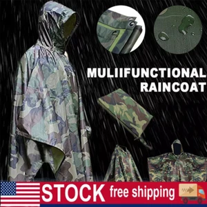Men Raincoat Rainwear Poncho Long Coat Waterproof Hooded Jacket Cape Cloak - Picture 1 of 12