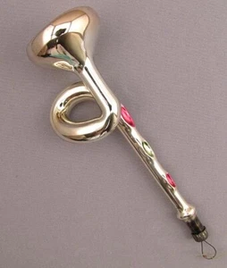 Decorazione Albero di Natale Tromba Ornamento Vetro Russo Vintage Vecchia Musica NATALE - Foto 1 di 4