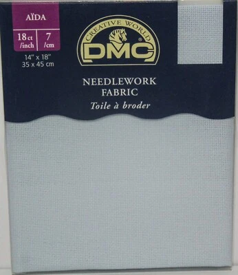 DMC 14x18 Cross Stitch Needlework Fabric 18 Aida Pale Blue Pink Mint Green White - Image 1 of 4