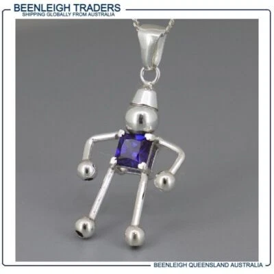 Sterling Silver - BEAD / GEM BABY CHARM Sapphire Blue Square Stone - NEW - Image 1 of 4