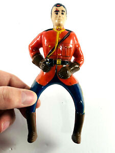 vtg Plastic Canadian Mountie Police Cowboy Horse Rider Toy Action Figure