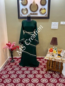 SALE!! Green kaftan African Attire Bridesmaid Long Gown Party Wear Dress 510 - Picture 1 of 6