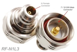 7/16 DIN wtyczka na gniazdo N adapter RF, kable online RF-N1L3 - Zdjęcie 1 z 3