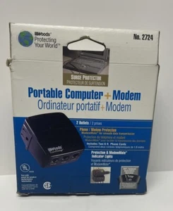 Woods Portable Computer + Modem Surge Protector, New in Box - Picture 1 of 3