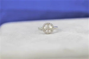 David Yurman Peace Symbol Cable Genuine Diamond Sterling Silver Ring Size 4  - Picture 1 of 5
