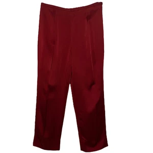 Valerie Women Pants Straight Leg Flat Front Ankle Split Sheen Red Plus 16W - Picture 1 of 7
