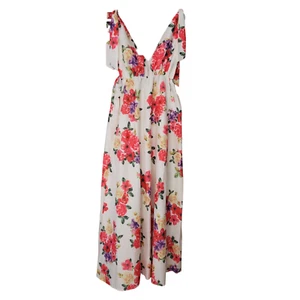 Women's Size XL V-Neck Tie Straps Floral Maxi Dress FREE SHIPPING - Picture 1 of 2