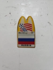 Vintage McDonalds 1994 World Cup Soccer USA Vest Hat Lapel Pin Team Russia Flag - Picture 1 of 5