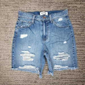 RSQ Size 25 Girls Shorts Boyfriend Distress Mid Rise Denim Blue - Picture 1 of 10