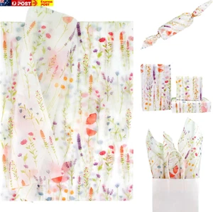 60 Sheets 20X14 Inch Lavender Floral Printed Tissue Paper Wrapping, Flower Patte - Picture 1 of 7