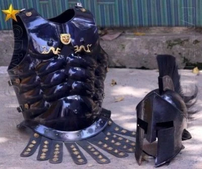 CASCO ESPARTANO REY MEDIEVAL CON ARMADURA MUSCULAR CHAQUETA PIERNA Y BRAZO DISFRAZ Foto 1 de 4