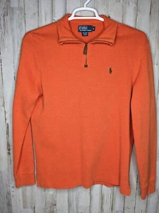 Polo Ralph Lauren Pullover Herren Medium ORANGE 1/4 Zipper Sweater Shirt Pony Logo - Bild 1 von 8