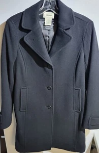 Vintage L. L. Bean Damen Wollmantel Schwarz Größe 6 Regular - Bild 1 von 2