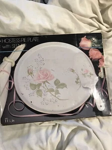 Tea Rose 11-1/4” Pie Plate W/ Server Jay Import Co New In Box - Picture 1 of 12