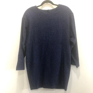 Vintage Dark Blue Black Shift Style Knit Sweater Dress Size Large EUC - Picture 1 of 11