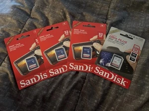 1 SanDisk Ultra Plus SDXc 128 Gb Card And 3 SdHC 32 Gb Cards - Picture 1 of 1
