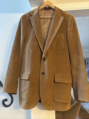 Lands End Men’s Corduroy Sport Coat Jacket 40L Pockets 2 Button Tan Brown MINT - Image 1 of 4