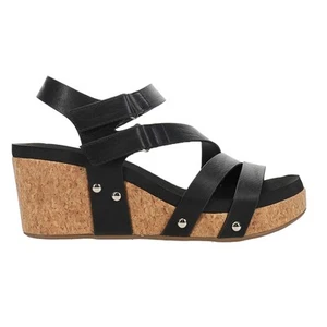 Corkys Giggle Studded Wedge Womens Black Casual Sandals 41-0324-BLCK - Picture 1 of 5