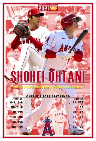 SHOHEI OHTANI WINS 2021 AL MVP AWARD 13”x19” COMMEMORATIVE POSTER Cover