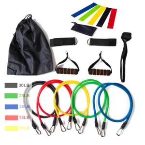 17 Pcs Set Resistance Bands with Door Anchor and Ankle Straps Yoga Fitness - Picture 1 of 6