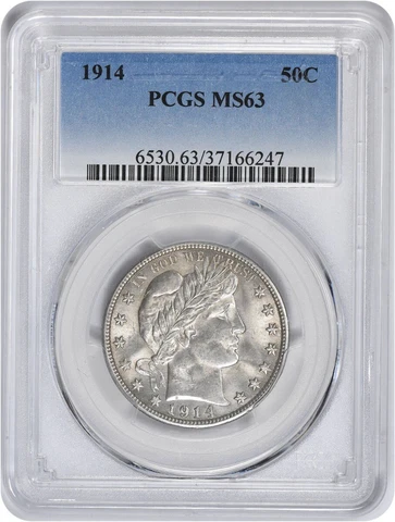 1914 Barber Silver Half Dollar MS63 PCGS Cover