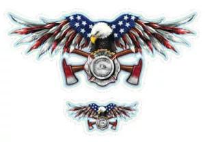 Aufkleber-Set USA Feuerwehr Adler 10,5x4,5cm Fire Department Eagle Decal Sticker - Picture 1 of 1