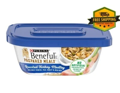 Comida húmeda para perros Purina Beneful alta proteína pavo tostado medley 10 oz tinas paquete de 8 Foto 1 de 4