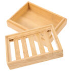 Bamboo Soap Dish with Lid - Vintage Self-Draining Holder