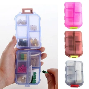 2Pcs Double Layer 10 Grid Pill Organizer Travel Medicine Cases Boxs For Vitamins - Picture 1 of 27