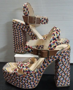 Jessica Simpson Brycen Colorful Ankle Strap Slingback Platform Sandals Size 8M - Picture 1 of 10