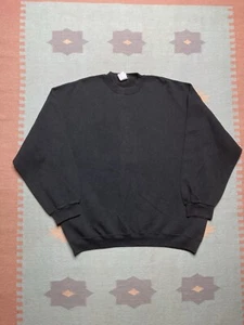 Vintage 90s crewneck sweatshirt blank faded black goth grunge Franklin 3XL - Picture 1 of 7