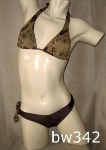 Sexy MARRÓN OSCURO Y CLARO ESTAMPADO Bikini Brasileño Traje de Baño Traje de Baño Nuevo con Etiquetas XS, M - Imagen 1 de 1
