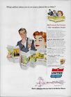1955 United Airlines Maps Red Head Wife Vacation Route Drawing Original Print Ad