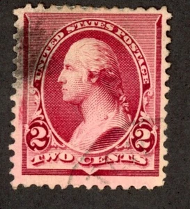 US 219D U 1890 2c lake - Picture 1 of 2