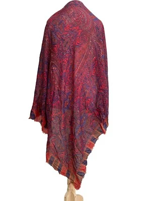 CELINE PARIS PAISLEY RED SQUARE WOOL Shawl 52 in MADE IN ITALY  #A3 - Image 1 of 4