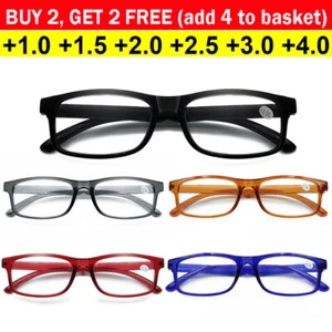 Mens Ladies Wayfarer Frame Magnifying Reading Glasses Nerd Spectacl +1.0~+4.0 - Picture 1 of 17