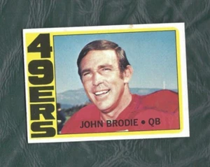 Tarjeta de fútbol americano 1972 Topps #220 John Brodie San Francisco 49ers en muy buen estado HoFer - Imagen 1 de 2