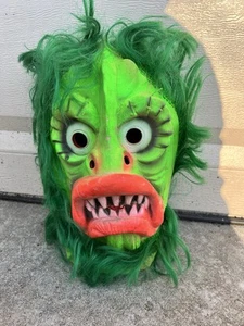 Maschera Halloween mostro universale verde mondo divertente vintage anni 70 80 creatura zombie - Foto 1 di 16