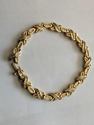 Pulsera Mujer Oro Amarillo 14K con Diamantes Baguette Foto 1 de 3